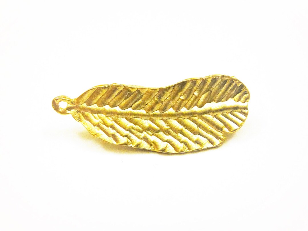 Vermeil 18k Gold Over 925 Sterling Silver Feather Charm, Matte Gold ...