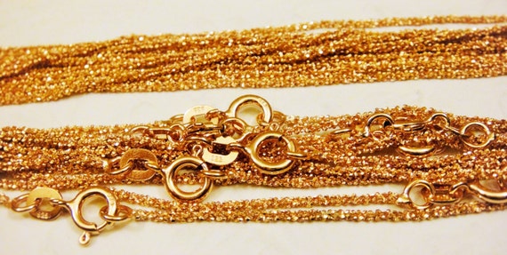Rose gold Vermeil, 18k rose gold over 925 Sterling Silver Chain Diamond Cut Rope 1.4mm 30 inch chain, 30 inch vermeil diamond cut chain
