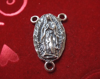 925 sterling silver Virgin Mary connector, silver connector, rosary connector, sterling silver rosary connector, rosary centerpiece, rosary
