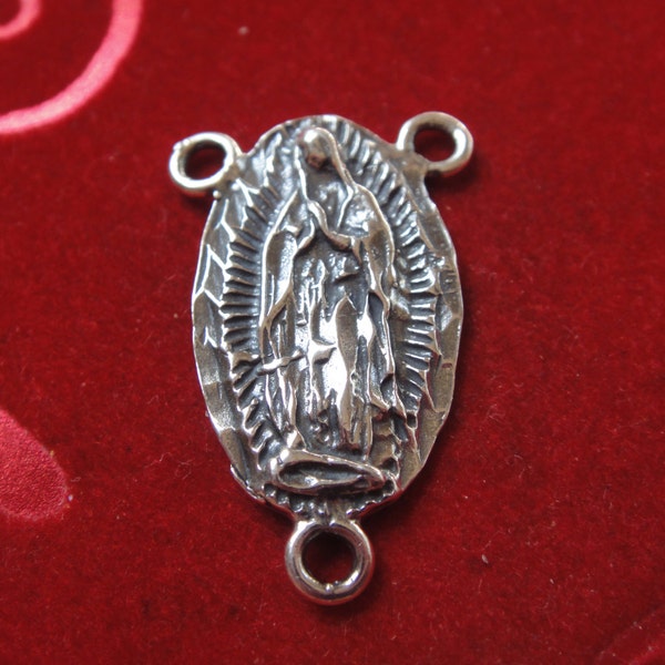 925 sterling silver Virgin Mary connector, silver connector, rosary connector, sterling silver rosary connector, rosary centerpiece, rosary