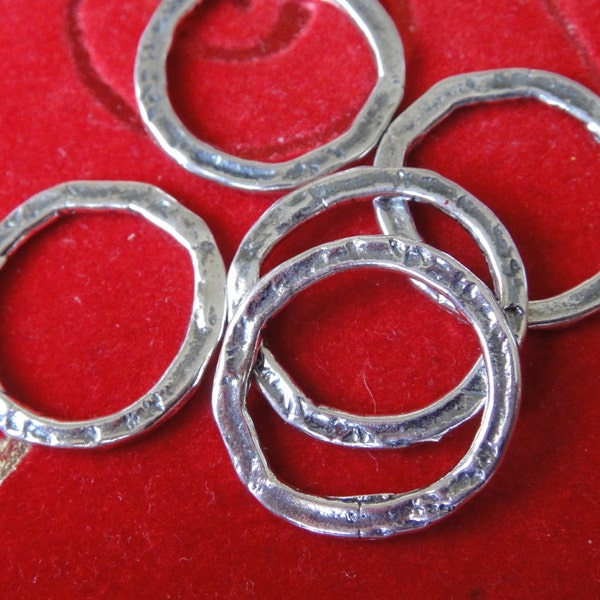 2 pc 925 sterling silver Circle Ring - circle connector link, hammered open circle link connector, silver open circle, hammered circle charm