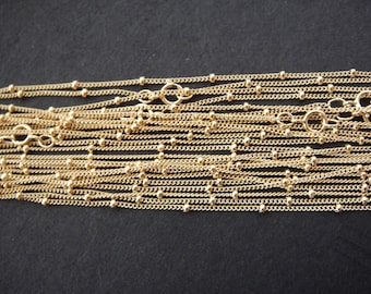 Cadena satélite chapada en oro de 16", 18", 20" y 24" de largo, cadena satélite chapada en oro, cadena terminada, cadena lista para usar, cadena de oro