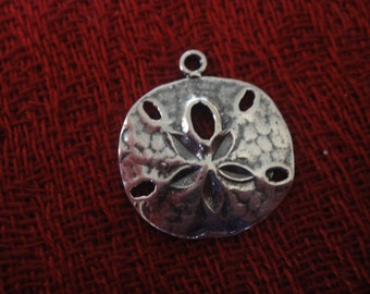 925 sterling silver oxidized sand dollar charm, silver sand dollar, sand dollar, sterling silver sand dollar, silver sand dollar beach charm
