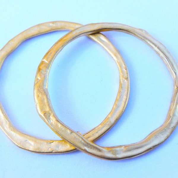 1 pc.Vermeil, 18k gold over  925 sterling silver hammered circle connector, vermeil open circle connector, gold open circle, open  circle