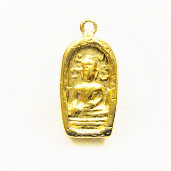 Vermeil, 18k gold over 925 Sterling Silver BUDDHA , Beautiful Spiritual Holy Meditation Finding, Pendant 1pc., matte vermeil buddha, buddha,