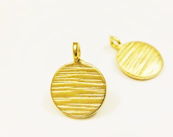 Vermeil 18k gold over 925 sterling silver disc gold disc, blank stamping disc, vermeil disc, Matte gold disc, vermeil blank disc charm, disc