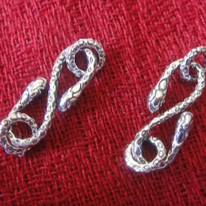 925 Sterling SIlver Oxidized Snake Charmer hook and eye clasp - 1 pc