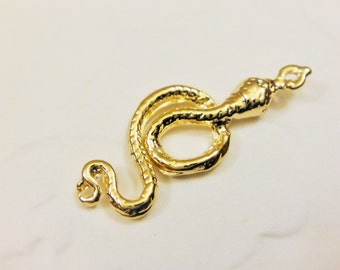 Vermeil, 18k gold over 925 sterling silver snake charm, connector, vermeil snake connector, vermeil snake, snake, shiny gold snake charm