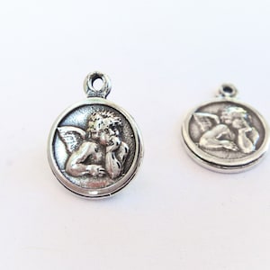 925 Sterling Silber kleiner Engel, Silber Engel Charm, Sterling Silber Engel, Scheibe mit Engel, kleiner Engel Charm