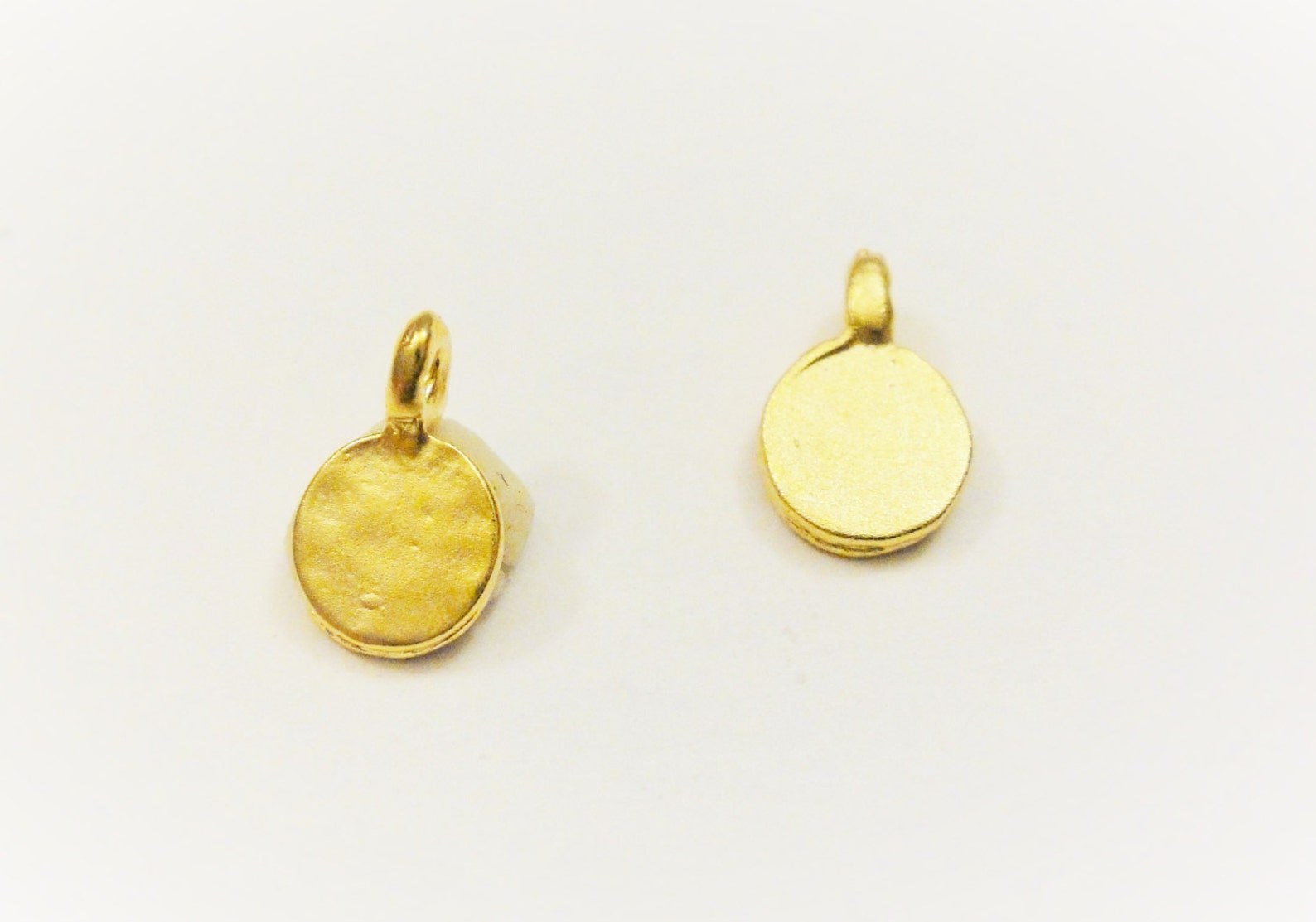 2 Pc. Vermeil, 18k Gold Over 925 Sterling Silver Tiny Small Discs ...
