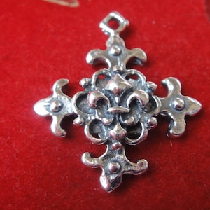 925sterling silver oxidized cross fleurde lis, silver fleur de lis cross, silver cross sterling silver fleur de lis cross, silver large cros