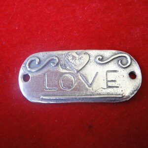 925 sterling silver Love charm connector, silver connector, love charm, silver charm, love, sterling silver love charm, love, silver love