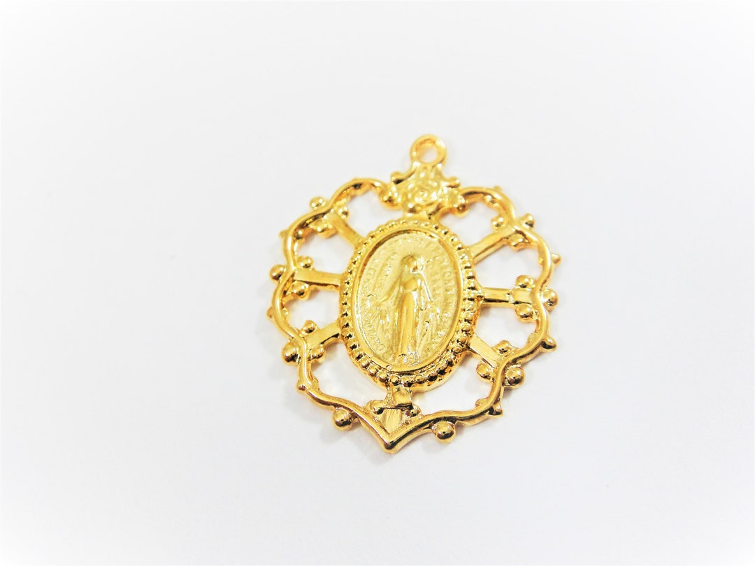 Vermeil, 18k Gold Over 925 Sterling Silver Virgin Mary Charm Pendant ...