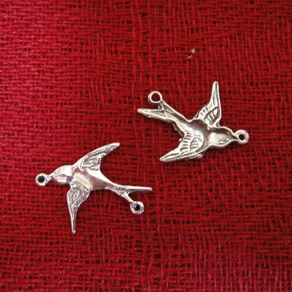925 sterling silver oxidized Sparrow Bird charm 1pc, bird charm, connector, bird connector, sparrow bird, sparrow bird connector charm, bird