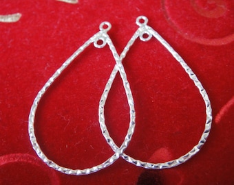 2pc 925 sterling silver shiny teardrop earring finding pendant, teardrop earring, silver earrings, earring, earring finding, silver teardrop