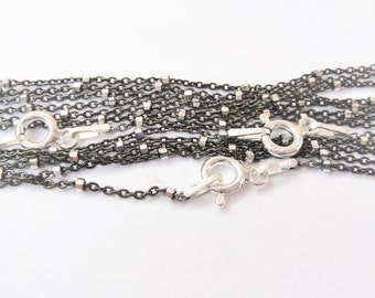 Cadena de plata de ley 925 de dos tonos (gris plomo/plata) de 16" o 18", cadena de dos tonos de plata, cadena de dos tonos de plata gris plomo y plata, cadena