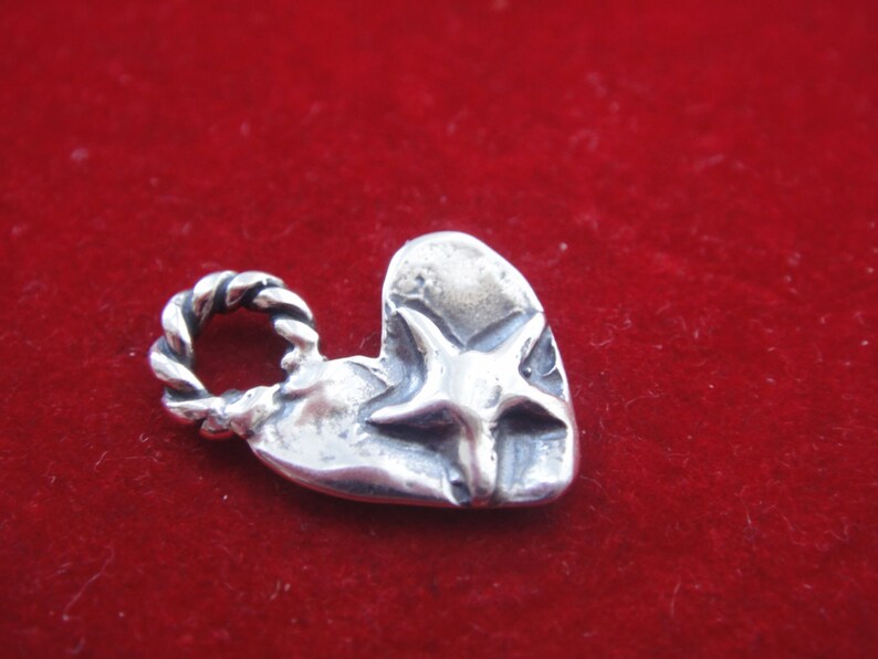 925 sterling silver oxidized heart, silver heart, heart, sterling silver heart with star, silver star, silver heart and star, heart star image 3