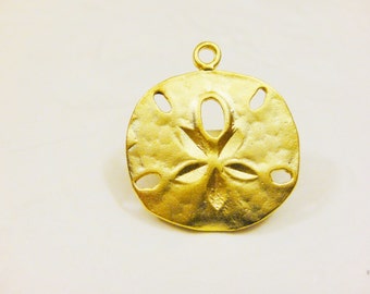 Vermeil, 18k gold over 925 sterling silver sand dollar charm, vermeil sand dollar charm, Sand dollar, matte gold sand dollar, sea life