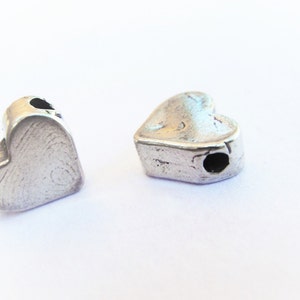 2 pc. 925 sterling silver sliding heart charms, Silver heart, small heart connector, silver sliding heart, heart, silver sliding heart charm