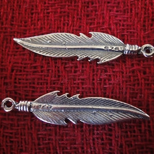 1 pc. 925 oxidized sterling silver feather charm, sterling silver feather charm, feather, silver feather, nature charms, silver bird charm