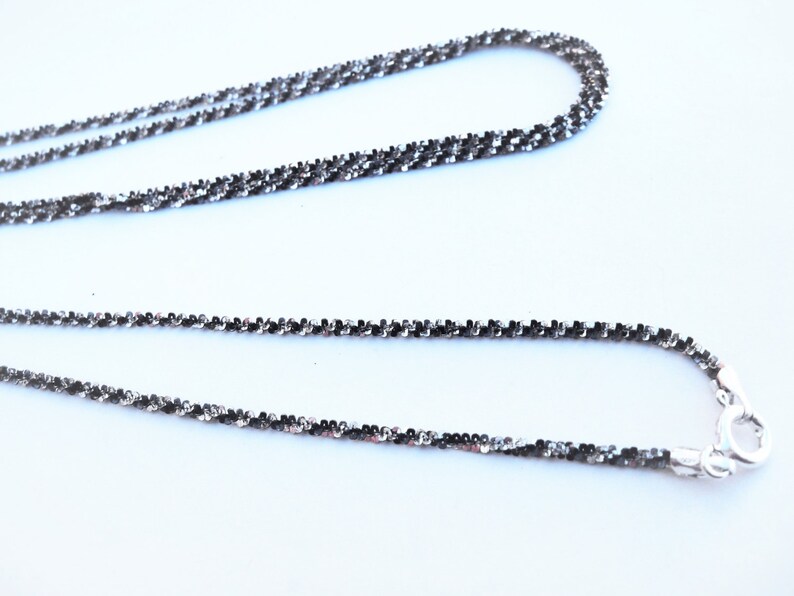 925 Silver Twisted Serpentin Chain 2 Tone (Gunmetal / Silver) 1,8 mm 30 tum, 30 tums finish tvåfärgad twisted chain gunmetal silver bild 4