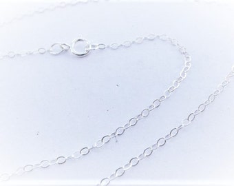 925 sterling silver 18" long flat cable chain, silver chain with clasp, 18" chain, silver flat cable chain with clasp, finished chain