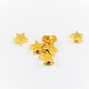 2 pc, Vermeil 18k gold over 925 sterling silver small star charms, gold star, vermeil stars, matte gold star, vermeil star, small gold star
