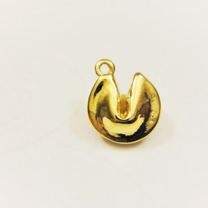 Vermeil, 18k gold over 925 sterling silver fortune cookie, shiny gold fortune cookie, fortune cookie