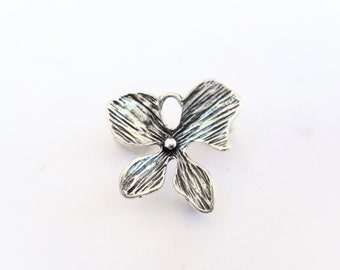Breloque orchidée en argent sterling 925, pendentif orchidée en argent, connecteur, breloque orchidée en argent sterling, breloque orchidée en argent, fleur d'orchidée