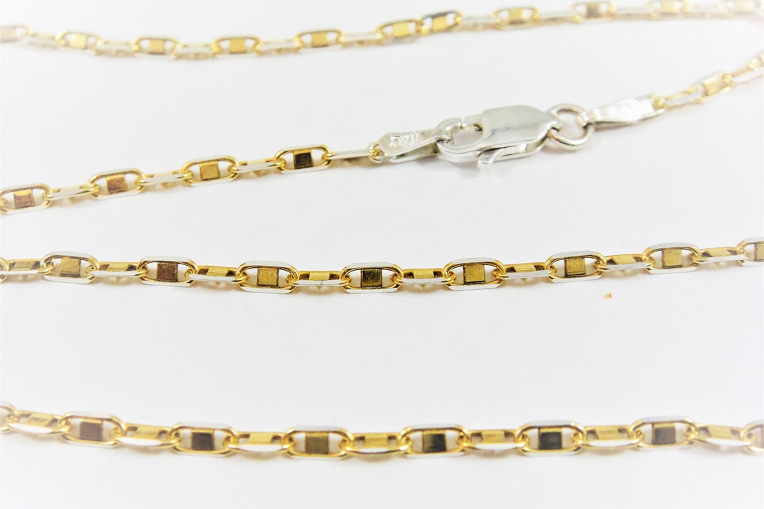 Gold Plated Over Silver Chain 2 Tone gold/silver2.1x4.5mm 16 Inch, Two