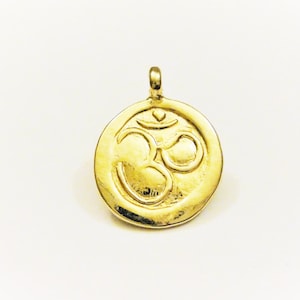 Vermeil, 18k gold over 925 sterling silver om charm or pendant 1pc., shiny  gold om charm, vermeil ohm, meditation finding, gold om charm
