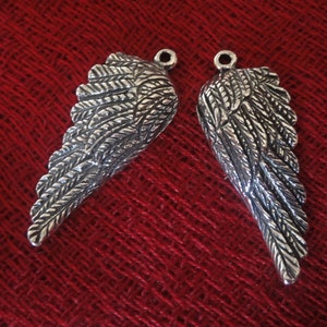 925 sterling silver oxidized angel wing charm 1 pc., sterling silver angel wing charm, silver angel wing, angel wing, sterling silver angel image 1