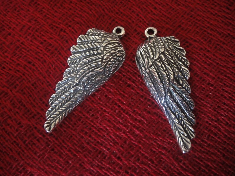 925 sterling silver oxidized angel wing charm 1 pc., sterling silver angel wing charm, silver angel wing, angel wing, sterling silver angel image 1