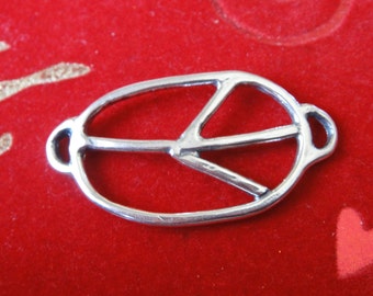 925 sterling silver oxidized peace sign charm, connector, silver peace sign connector, silver peace sign pendant 1 pc., large peace sign