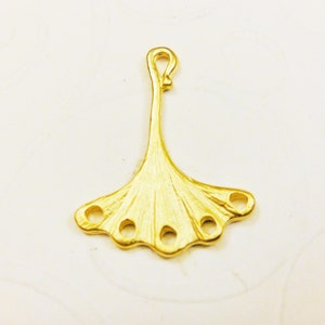 Vermeil 18k gold over 925 sterling silver gingko leaf, matte vermeil gingko leaf connector, gingko leaf earring finding, gingko leaf, gingko