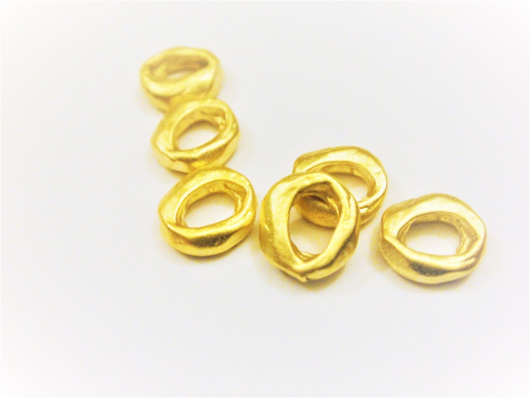 2 PC, Vermeil, 18k Gold Over 925 Sterling Silver Round Spacer, Matte ...