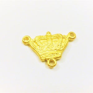 Vermeil, 18k gold over 925 sterling silver crown connector, gold rosary connector, matte gold crown connector, vermeil connector, rosary