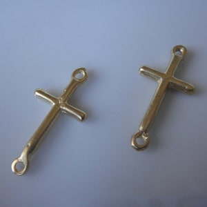2 pc.Vermeil, 18k gold over 925 sterling silver sideways cross connector charm,vermeil cross, vermeil cross connector, cross, sideways cross