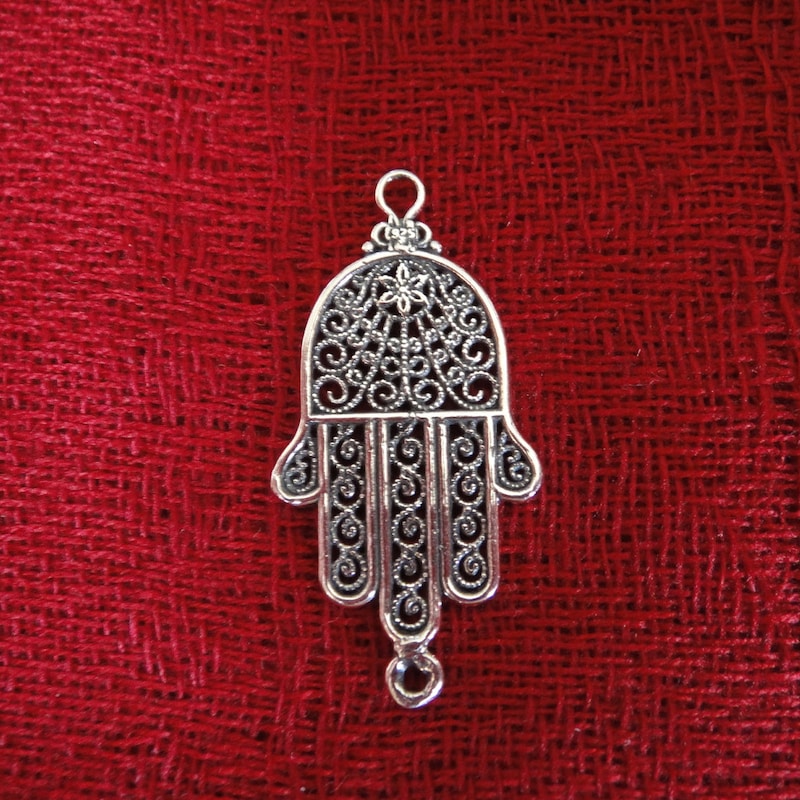 Silvershake Sterling Silver Filigree Hamsa Hand Charm Pendant - 925 Silver