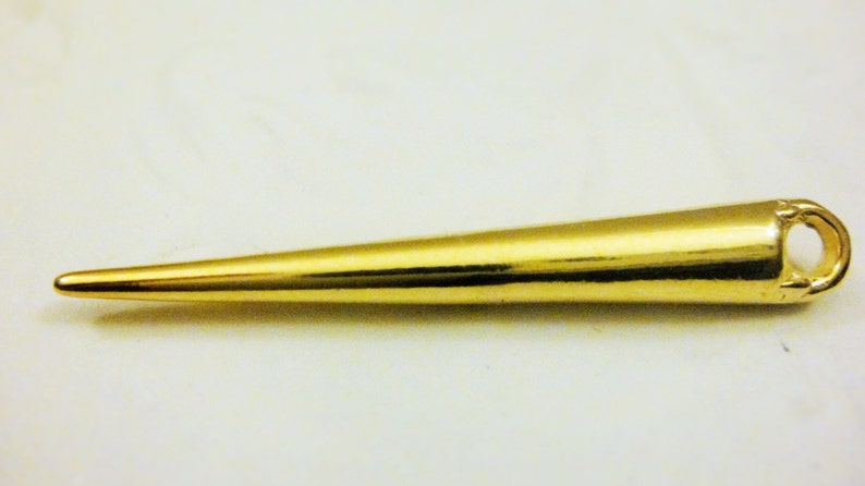 needle gold needle vermeil dagger spear spike pendant drop needle charm Vermeil,18k gold over 925 Sterling Silver LARGE Needle Charm