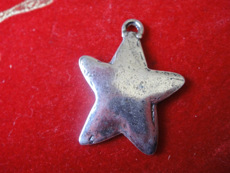 silver star charm star silver star 925 sterling silver oxidized STAR charm or pendant 1 pc.