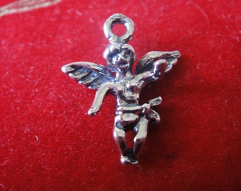 Dije de ángel oxidado de plata de ley 925, dije de ángel de plata, ángel, dije de ángulo de plata de ley, ángel de plata, dije de ángel de plata pequeño