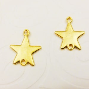 2 pc. vermeil, 18k gold over 925 sterling silver Star Connector - MATTE  vermeil link charms, 11mm, dreamy stars, gold star connector, star