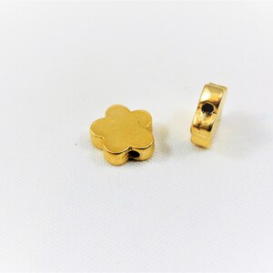 Vermeil, 18k gold over 925 sterling silver Small Flower Charm, side drilled small daisy, cloud clover connector spacer link, flower spacer