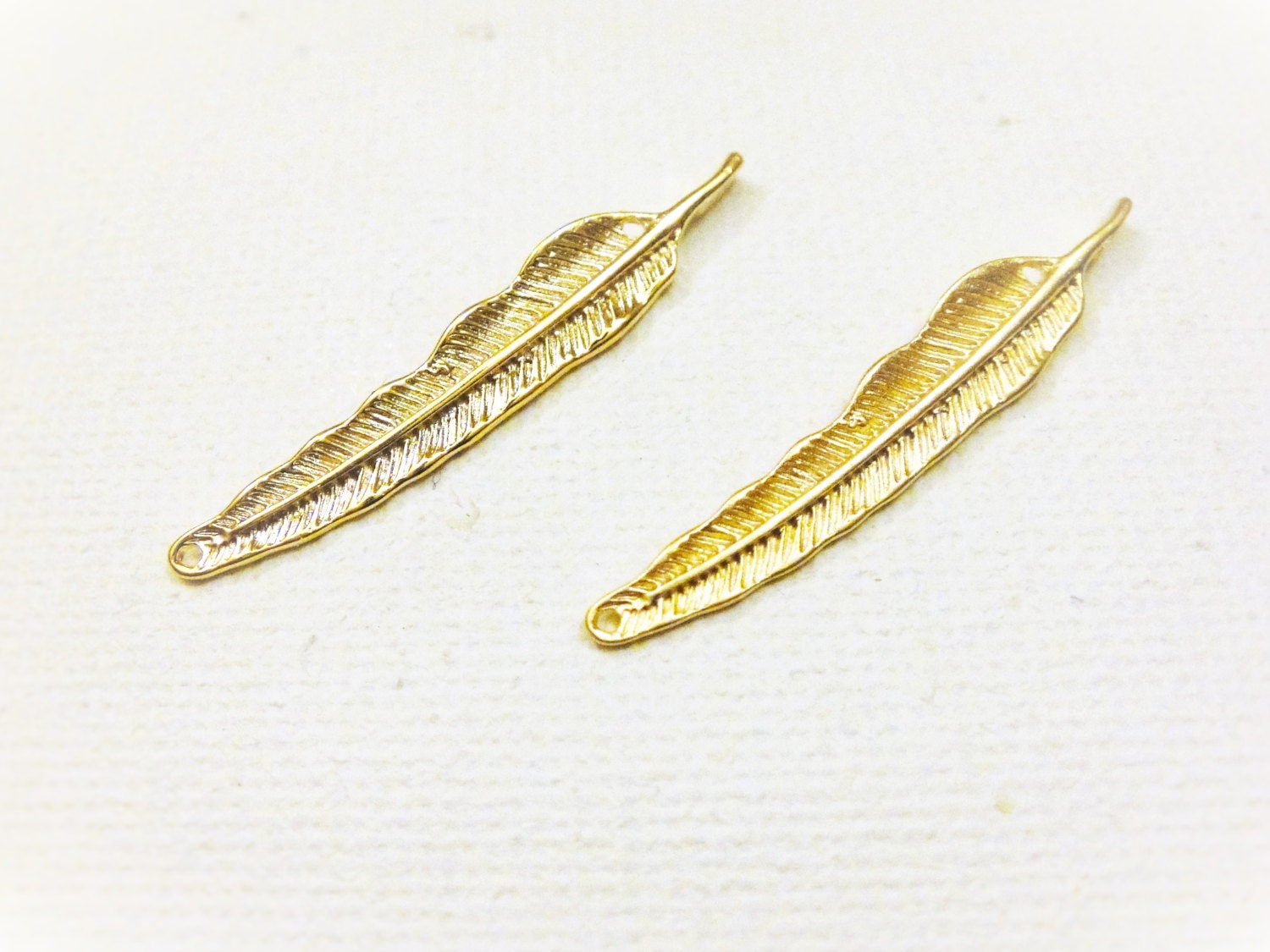 Vermeil, 18k Gold Over 925 Sterling Silver Feather Connector Charm ...
