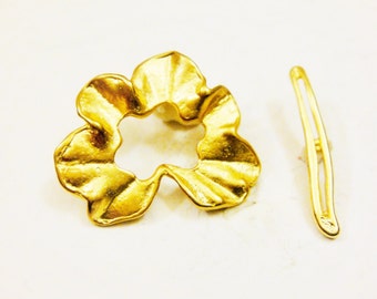 Vermeil, 18k gold over 925 sterling silver leaf clasp, finding, vermeil leaf clasp, vermeil clasp finding, clasp, matte gold leaf clasp