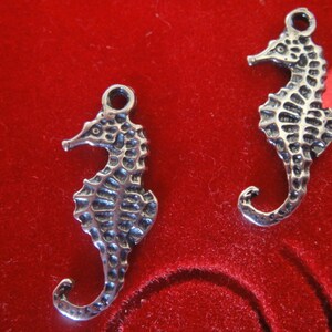 925 sterling silver oxidized seahorse charm 1 pc., sterling silver sea horse, silver sea horse, sea life, nature charms, sea horse charm image 2