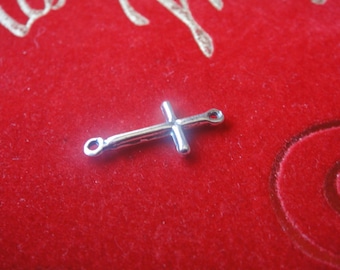 925 sterling silver oxidized sideways cross connector charm, silver cross, silver cross connector, sterling silver cross, cross connector