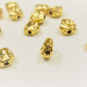 2PC. Vermeil, 18k gold over 925 sterling silver nugget beads, shiny gold nugget hammered spacer, vermeil spacer, vermeil nugget spacer bead
