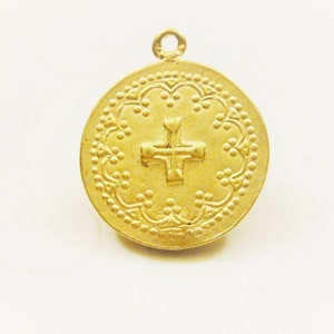 Vermeil, 18k gold over 925 sterling silver pendant with cross, matte gold cross, cross, vermeil cross